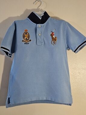 Polo by Ralph Lauren Light Blue Polo with Embroidered Player & Crest